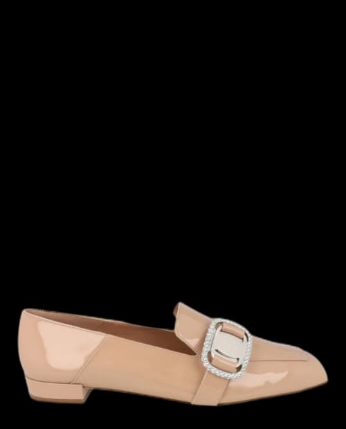Ferragamo Wang Patent Leather Loafers Beige Khaki (Women's)