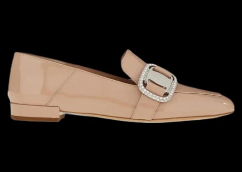Ferragamo Vara Patent-Leather Chain Loafers Beige Khaki (Women's)