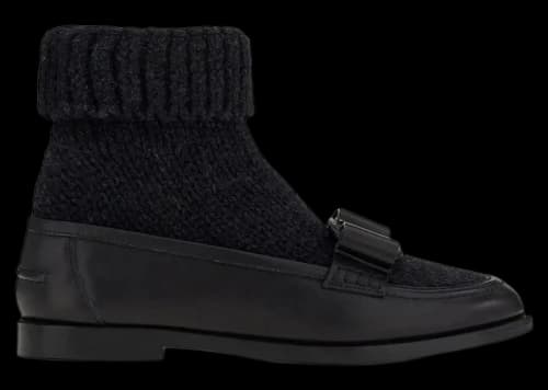 Ferragamo Viva Bow Sock Boots Black (Women's)