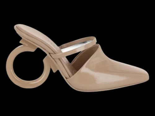 Ferragamo Adara Gancini Mule Heels Beige Khaki (Women's)