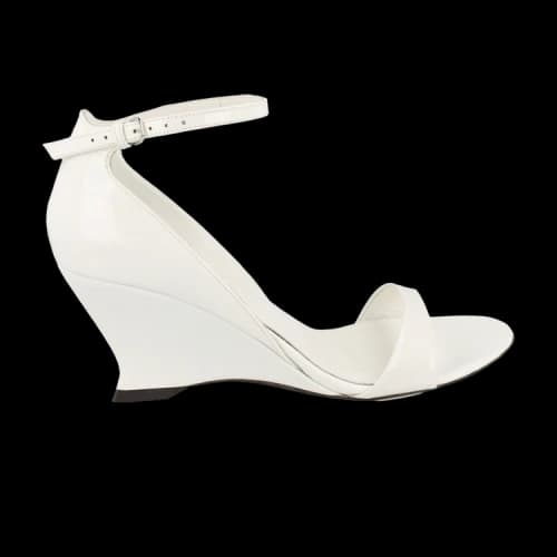 Ferragamo Vidette Patent Leather Wedge Sandal 'White' (Women's)
