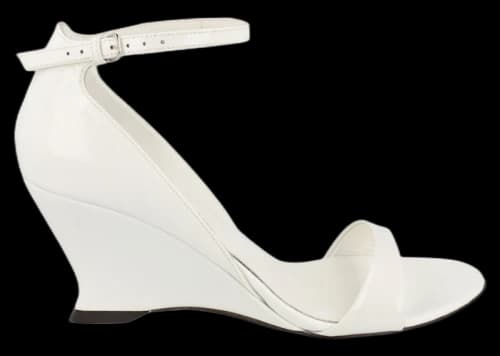 Ferragamo Vidette Patent Leather 3" Wedge Sandals White (Women's)