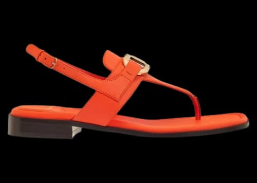 Ferragamo Gancini Leather Flat Sandals Orange (Women's)