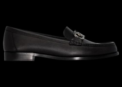 Ferragamo Gancini Plaque Low-Heel Loafers Black (Women's)