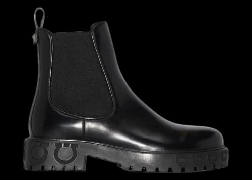 Ferragamo Gancini Logo Detail Chelsea Boots Black (Women's)