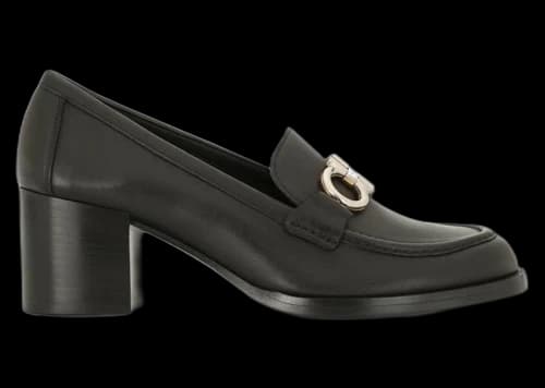 Ferragamo Gancini Buckle Chunky Heel Loafers Black (Women's)
