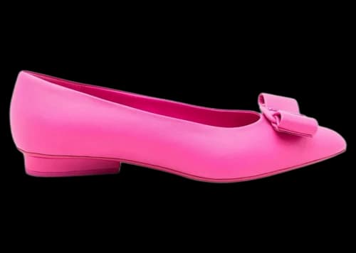 Ferragamo Viva Bow-Detail Leather Ballerina Shoes Pink (Women's)