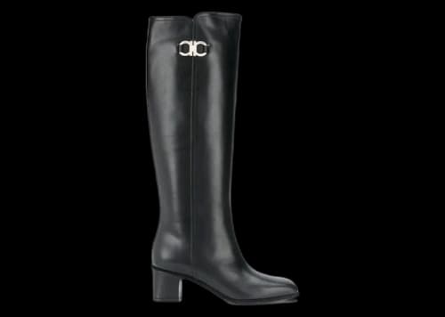 Ferragamo Gancini Buckle Knee-High Boots Black (Women's)