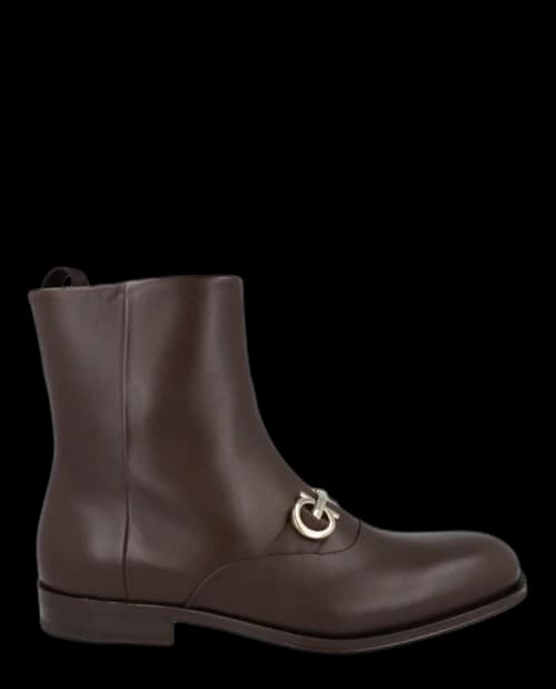 Ferragamo Geremia Gancini Ankle Boots Brown