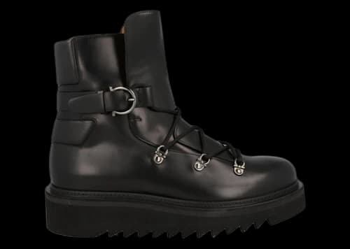 Ferragamo Giulio Lace-Up Demi Boots Black