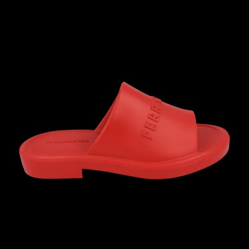 Ferragamo Giuneva Logo Embossed Slides Red