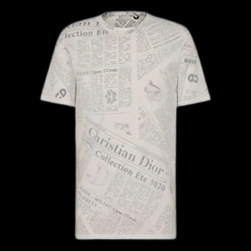DIOR And Daniel Arsham Newspaper Print Short Sleeve For Men Beige