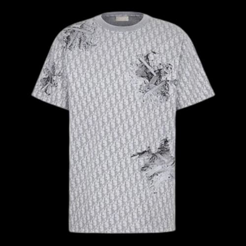 DIOR Twill Jacquard Short Sleeve For Men Grey