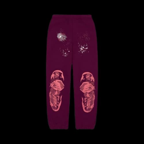 Sp5der Nocturnal Highway Sweatpant 'Burgundy'