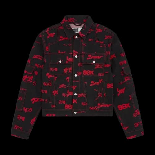 Sp5der 5ex AOP Denim Trucker Jacket 'Black'