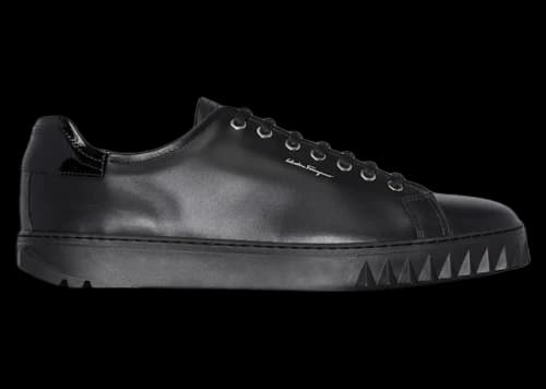 Ferragamo Low-Top Leather Sneakers Black