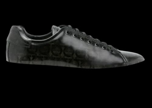 Ferragamo Cube Gancini-Print Sneakers Gray