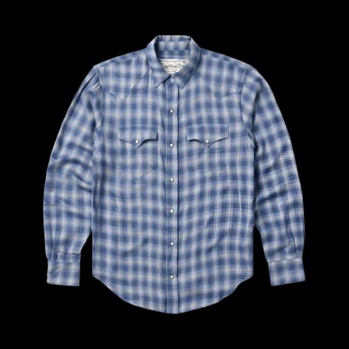One Of These Days Shadow Plaid Western Shirt 'Blue'