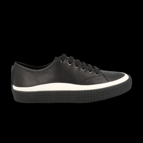 Ferragamo Storm Leather Low-Top Sneakers Black