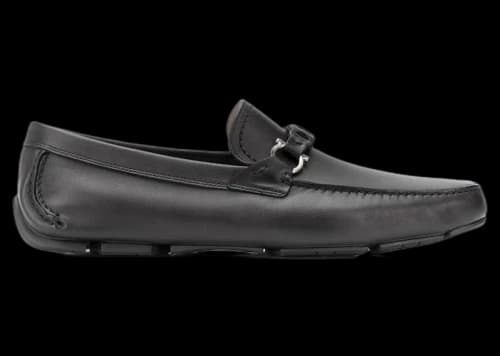 Ferragamo Gancini Leather Loafers Black