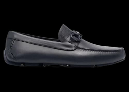 Ferragamo Embossed-Logo Leather Loafers Blue
