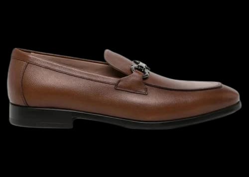 Ferragamo Gancini-Trim Leather Moccasins Brown
