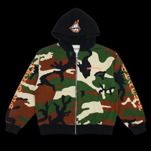 Chrome Hearts Matty Boy Caution Zip Up Hoodie 'Camo'