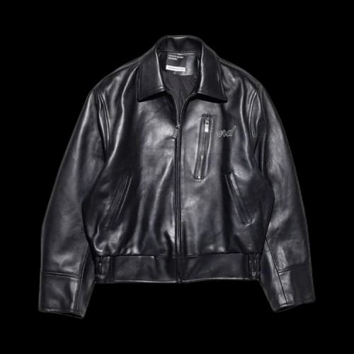 Enfants Riches Déprimés Embroidered Leather Zip Jacket 'Black'
