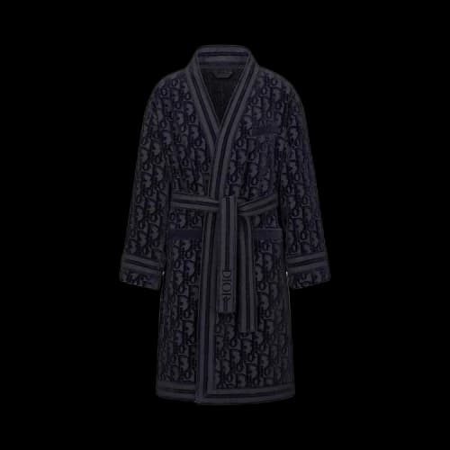 Dior All Over Oblique Terry Jacquard Bathrobe 'Navy'