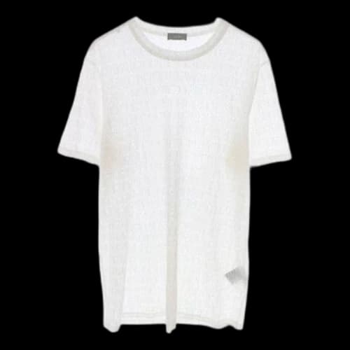 DIOR Art Signature Letter Hollow Perspective Short Sleeve For Men White