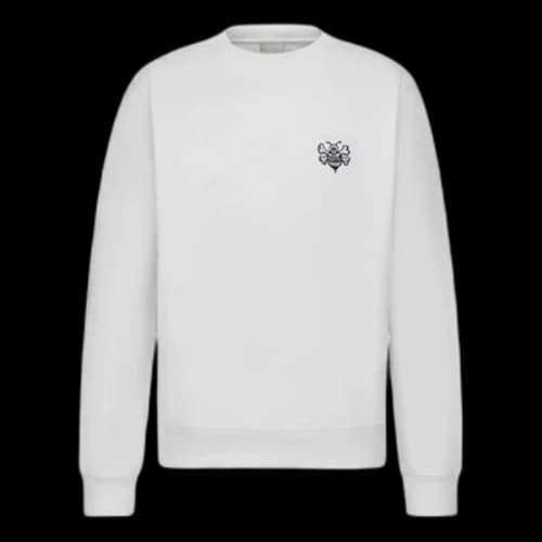DIOR x Stussy Bee Embroidered Sweatshirt White