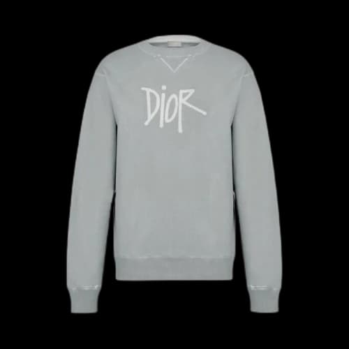 Dior x Shawn Stussy Bee Garment-Dyed Sweatshirt 'Grey'
