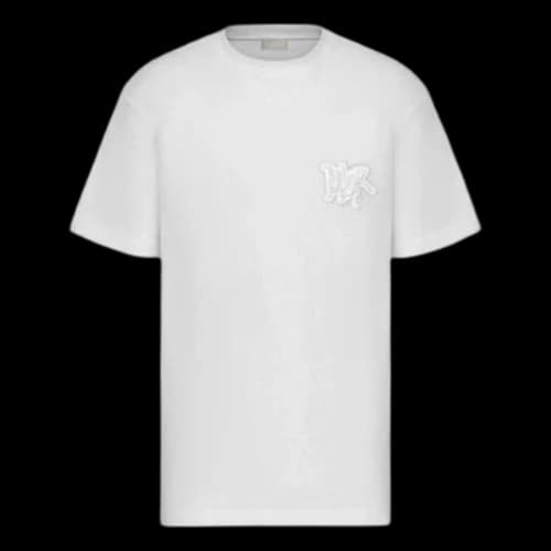 DIOR Logo Patch Loose Casual Short Sleeve For Men White