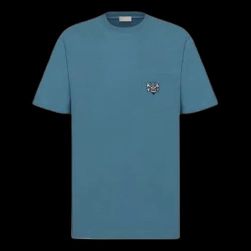 DIOR And Shawn Bee Embroidered Short Sleeve Unisex Navy