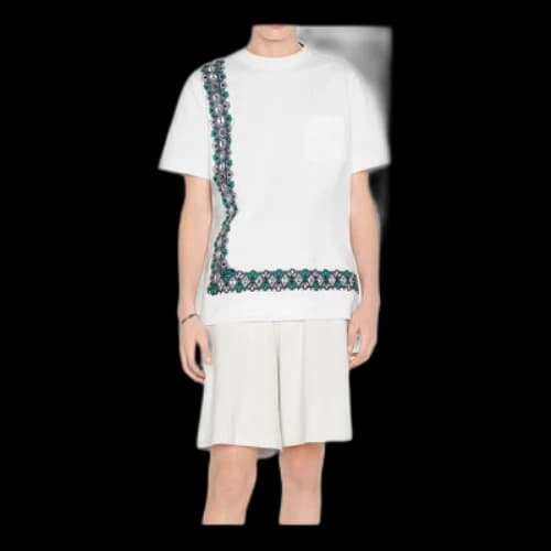 DIOR And Shawn Stussy Asymmetrical Print Oversized Short Sleeve For Men White