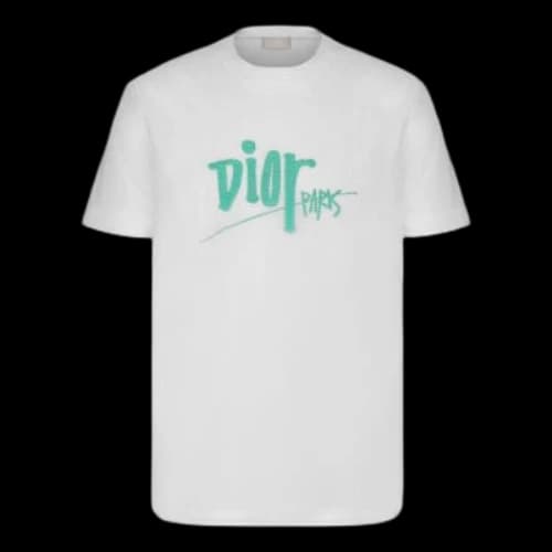 DIOR And Shawn Logo Printing Round Neck Short Sleeve Unisex White