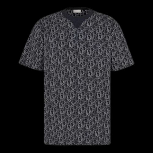 DIOR Logo Bead Effect Short Sleeve For Men Navy