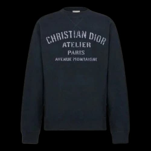 into1DIOR Round Neck Cotton Long Sleeves Navy Blue