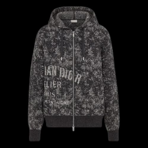 DIOR Logo Pattern Knit Zipper Gray