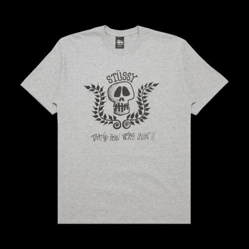 Stussy Skull Wreath Tee 'Grey Heather'