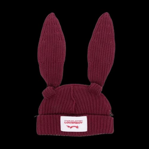 Charles Jeffrey Loverboy Chunky Rabbit Beanie 'Bordeaux'