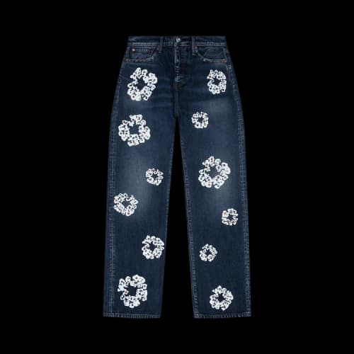 Denim Tears Baggy Rhinestone Cotton Wreath Denim Pant 'Dark Wash'