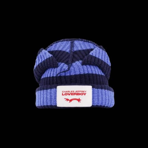 Charles Jeffrey Loverboy Chunky Ears Striped Beanie 'Blue'