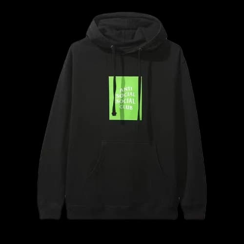 Anti Social Social Club Box Logo Hoodie 'Black/Neon Green'
