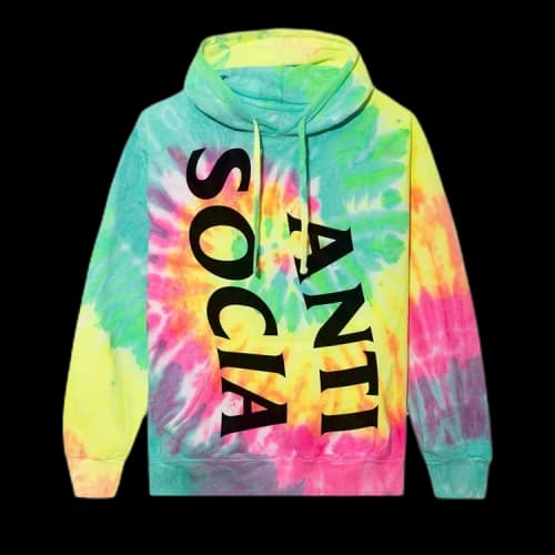 Anti Social Social Club Vertical Horizon Hoodie 'Rainbow Tie Dye'