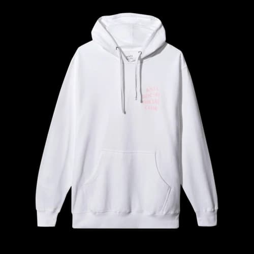 Anti Social Social Club Pink Logo Hoodie 'White'