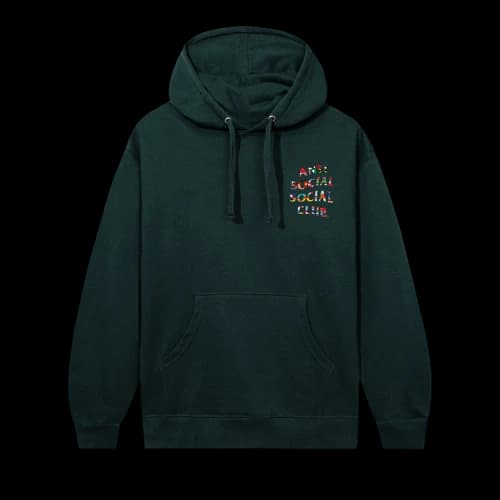 Anti Social Social Club Flag Collage Hoodie 'Alpine Green'