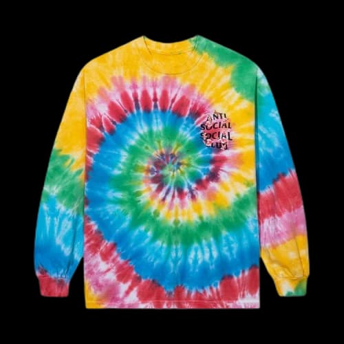 Anti Social Social Club Kkoch Wifi Tie Dye Long Sleeve 'Rainbow Tie Dye'