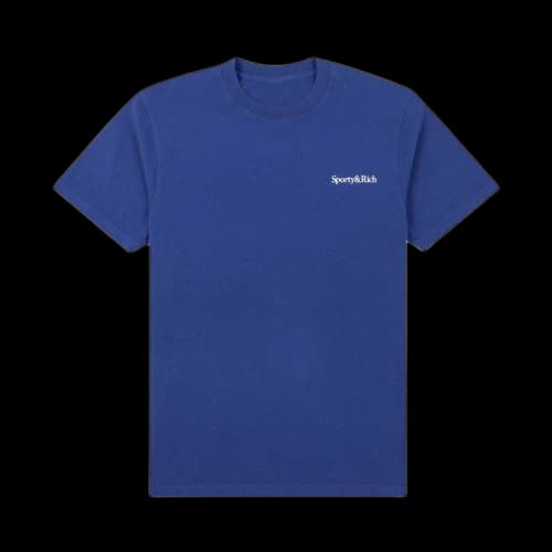 Sporty & Rich Health Is Wealth T-Shirt 'Lapis/White Print'