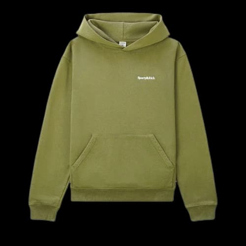 Sporty & Rich Serif Logo Hoodie 'Olive/White'